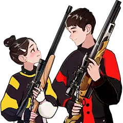 巴黎奥运会体育明星插画贴纸-黄雨婷x盛李豪