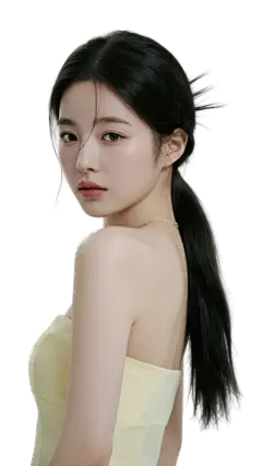 人物系列写实感低马尾直发扎发温婉美女回头看元素