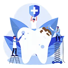 扁平风医疗牙齿健康贴纸-SVG-蛀牙