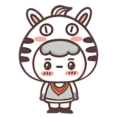 手绘-动物头套Q版人物插画-斑马