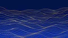 常规内容-中国风系列深蓝金色线条线描波浪元素