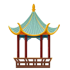 凉亭元素创意贴纸-手绘肌理