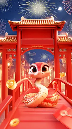 年货节国风生肖建筑背景