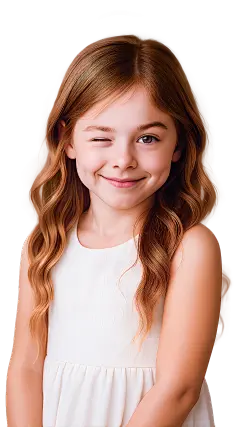 人物系列写实感欧美长发金发小女孩笑脸正面元素