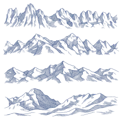 常规内容-风光系列插画风山脉线稿