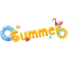 夏天通用3D气球艺术字元素素材