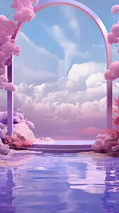 情人节浪漫感3D立体C4D紫色实景电商展台背景场景图片素材