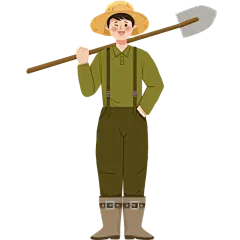 手绘-农业人物常规贴纸-铁锹