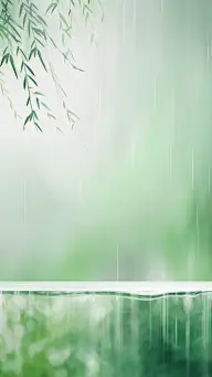 谷雨国风弥散下雨柳枝展台背景