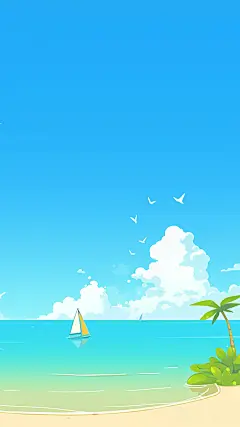 常规系列通用海滩风景插画背景素材