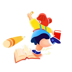 扁平双十一女孩书本铅笔贴纸