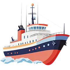 交通系列手绘插画轮船+海浪