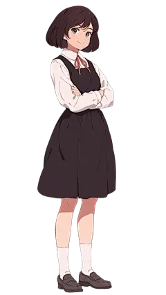 人物系列动漫风学院中站立少女元素