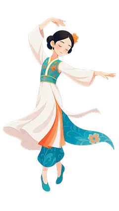 中国风扁平风古代跳舞女子元素