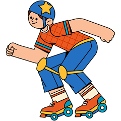 卡通潮酷人物扁平贴纸-SVG-轮滑