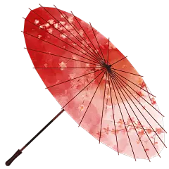 中国风-手绘花朵油纸伞贴纸