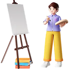 软3D画画的人物和支架元素组合贴纸