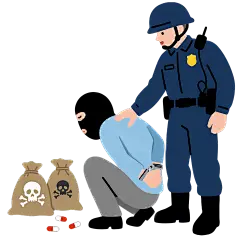 人物系列卡通感武警抓犯人插画元素