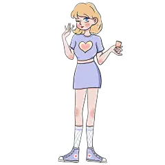 手绘-护肤美妆少女人物插画贴纸8