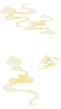 中国风系列插画感金橙色渐变飘逸感祥云元素