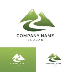 常规内容-图标系列扁平风风光景观图标山脉+河流公司logo元素组合