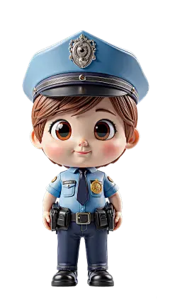 人物系列3D风可爱感Q版警察元素