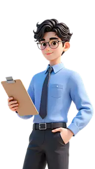 教育系列3D风拿着文件夹板一手插兜男教师半身元素