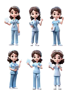 2309SC-素材组合-3D护士系列人物贴纸