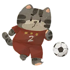 手绘-小猫拟人踢球动物元素4