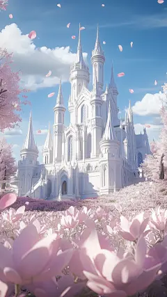 建筑系列通用立体鲜花城堡背景