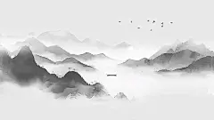 中国风通用墨色古风山水背景场景图片素材