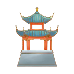 国庆节十一中国风亭子建筑元素