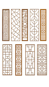 中国风系列立体感木制花纹门框元素组合