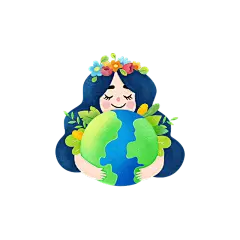 卡通感世界地球日地球元素贴纸