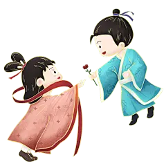 手绘-卡通风七夕元素可爱贴纸1