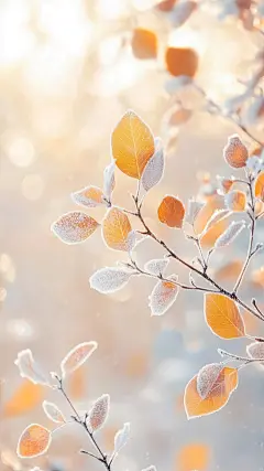 冬天实景感树枝雪花背景