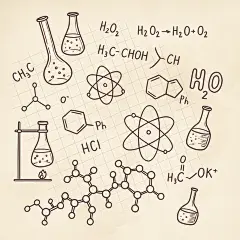 常规内容-背景系列手绘风实验室设备化学元素插画背景