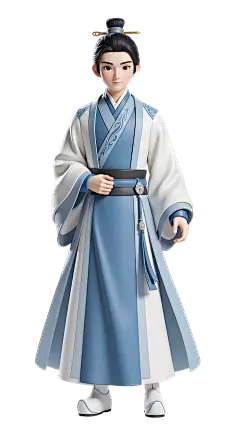 中国风3D古风汉服形象帅气年轻男生元素