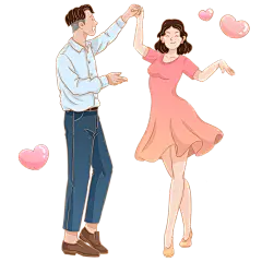 手绘卡通情人节人物情侣插画元素1