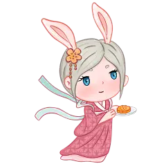 手绘-中秋节可爱兔耳人物插画6