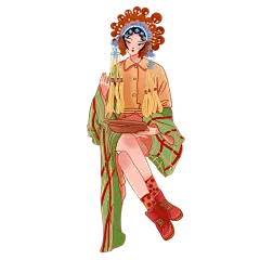 手绘-京剧国粹旦角人物插画6