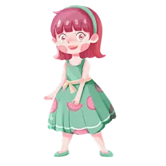 卡通手绘插画小女孩主题