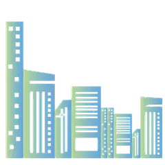 扁平-渐变城市建筑剪影贴纸1