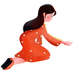 卡通感中元节女人元素贴纸