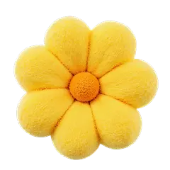 植物系列3D毛绒感黄色花朵元素