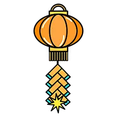 卡通感春节灯笼元素贴纸