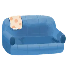 手绘-泡脚人物元素贴纸-蓝色沙发