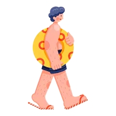 立夏泳圈男孩元素贴纸