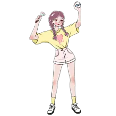 手绘-护肤美妆少女人物插画贴纸1