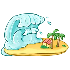 沙滩浪花自然元素贴纸